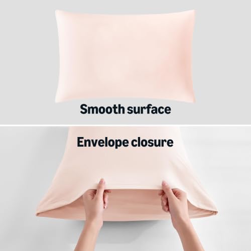 Amazon Basics Cooling Pillow Cases for Hot Sleepers, Soft Pillow Covers, Silky Smooth on Hair and Skin, High Elastic and Envelope Closure for Snug Fit, 20" x 26", Standard, Pink, Pack of 2 by Amazon Basics - Used condition - Image 5