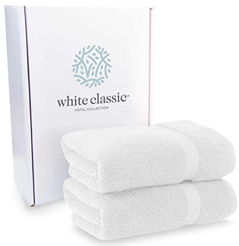 Luxury White Bath Towels Large - Circlet Egyptian Cotton | Highly Absorbent Hotel Spa Collection Bathroom Towel | 30X56 Inch | Set Of 2 #TOP5