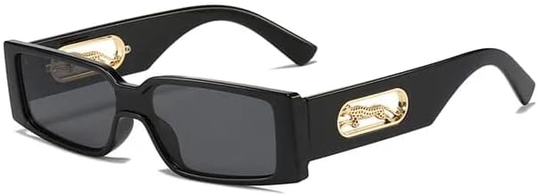 Mc Stan Luxury Jaguar Branded Latest and Stylish Trendy Rectangle Non-Polarized Sunglasses for Women Men Vintage 90's Square, Medium