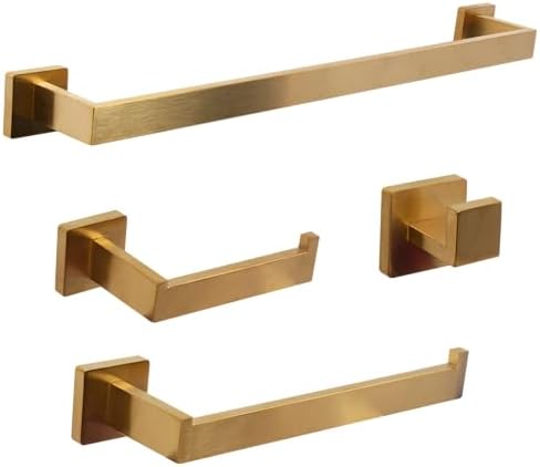 Kit Acessórios Para Banheiro Inox Premium Dourado 4 Peças