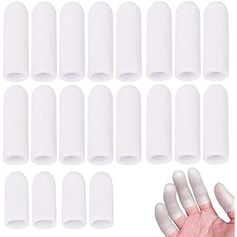 Mcvcoyh 20 Pieces Finger Protectors, Silocone Finger Cots, Gel Finger Sleeves to Protect Fingertips, Hand Eczema Cover