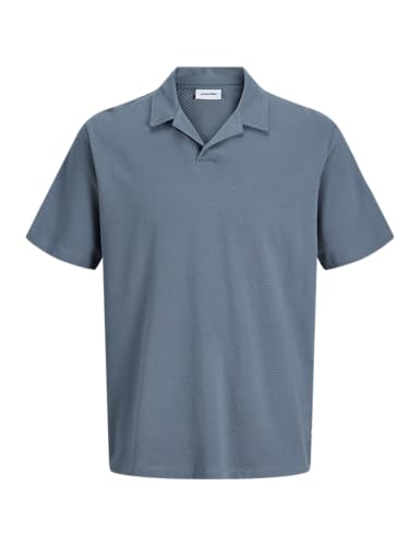 JACK & JONES Jjdevin Daytona Structure Resort Polo SS, Blue Mirage, S Hommes