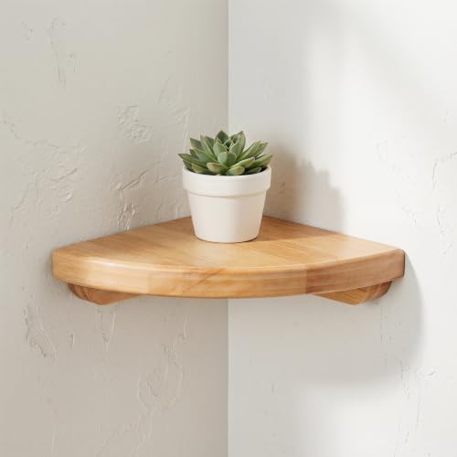 Estante de esquina de madera natural HOMSFOU de 6 pulgadas con diseño en abanico 6