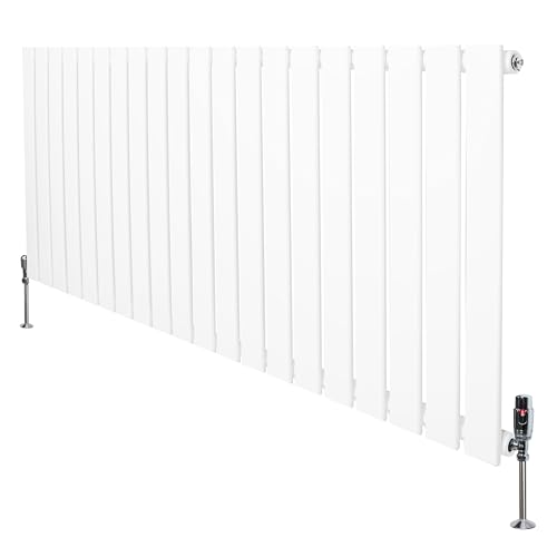Radiador Moderno Blanco 60×140 cm de Columna Simple con Válvulas Termostáticas | Acero Premium 1.5 mm, 1270 W, Cepillo y Kit de Fijación Incluidos – Calefacción Eficiente y Elegante