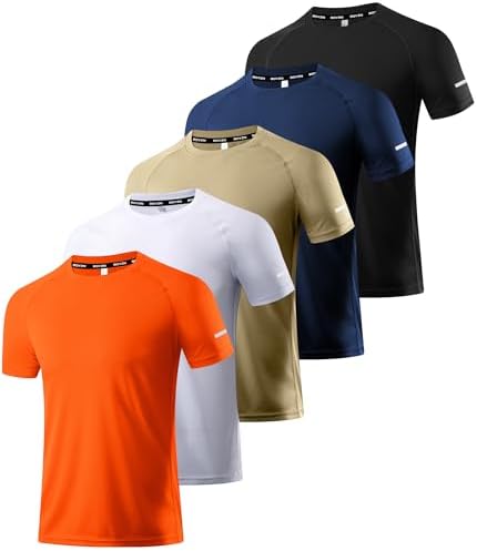 Boyzn 1, 3, 5 or 7er Pack Sport Tshirts Herren Kurzarm T-Shirts Funktionsshirt Laufshirt Schnelltrocknend Atmungsaktive Sport Shirt Sommer Fitnessshirt Trainingsshirt für Running W
