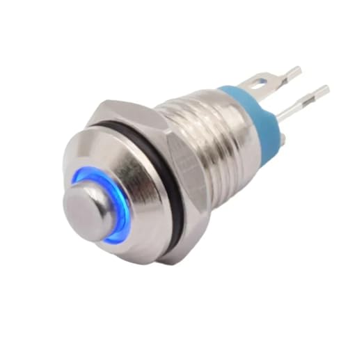 Interruptor de botón resistente con latón y luz LED azul de 220V