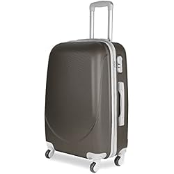 Maletas Benzi Mediana MERCURY TEXTIL - Maleta Mediana 24''- 65 x 44 x 25 cm 4 Ruedas Giratorias,Estructura Rígida ABS (Marron)