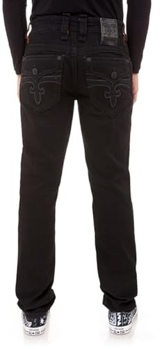 Rock Revival - Mens Arther RP2311 Alternative Straight Jeans, Color Black, Size: 34W x 34L2