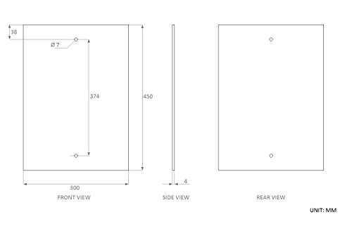 Waterstone Mirrors & Frames LTD 45 x 30cm Rectangle Bathroom Mirror Glass with Pre Drilled Holes & Chrome Cap Wall Hanging Fixing Kit Hardware
