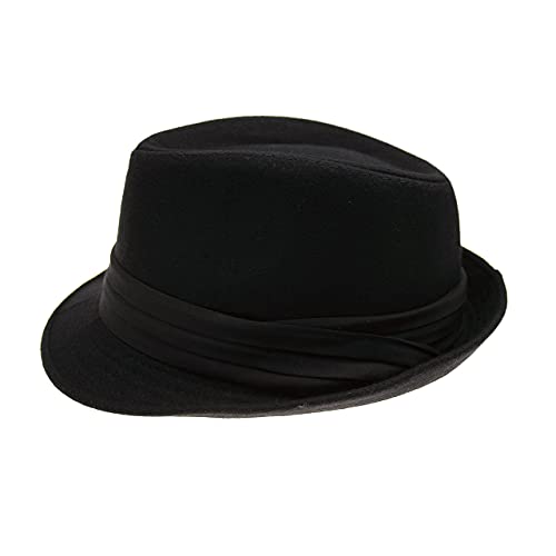 Men Classic Fedora-Hat Felt Manhattan-Gangster-Trilby With Band Unisex Women's Structured Trilby Fedora Hat Black #TOP5