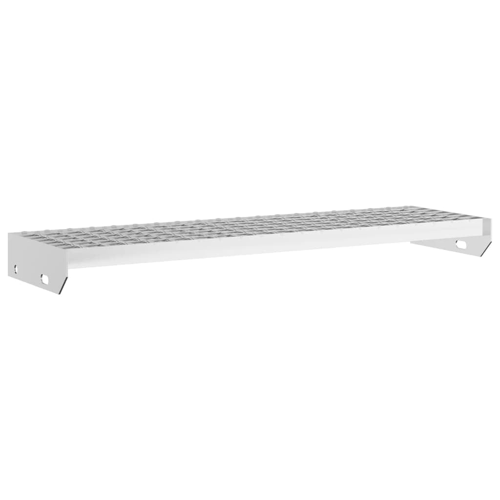 BAZZI Scala a griglia, scala antiscivolo con bordo di ingresso di sicurezza, scale in acciaio per esterni, gradino in acciaio 80 x 24 x 7 cm, acciaio zincato (forgiato e saldato)