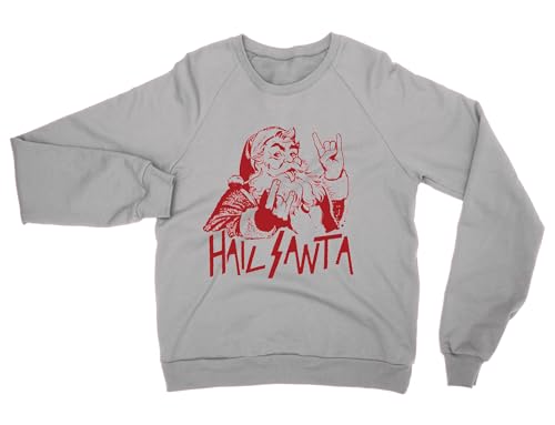 Sweat-shirt Hail Santa noir col rond confortable pour Noël