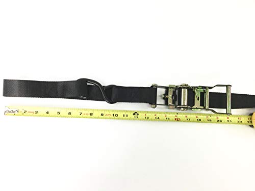 Set of 4 Heavy Duty Ratchet Tie Down Straps 7'-8' Truck Trailer Hauling Polaris ATV Side by Sides 1.5" Inch Wide Strap Harley Motorcycle Handlebar Rubber Coated Hooks Clips or Soft Loop Loops Attached
