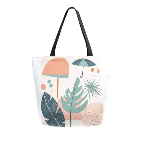 Extra Large Shoulder Tote Bag for Beach Travel Weekender Gym Bohemian Monstera Leaves Umbrella Reusable Grocery Canvas Shopping Bag2