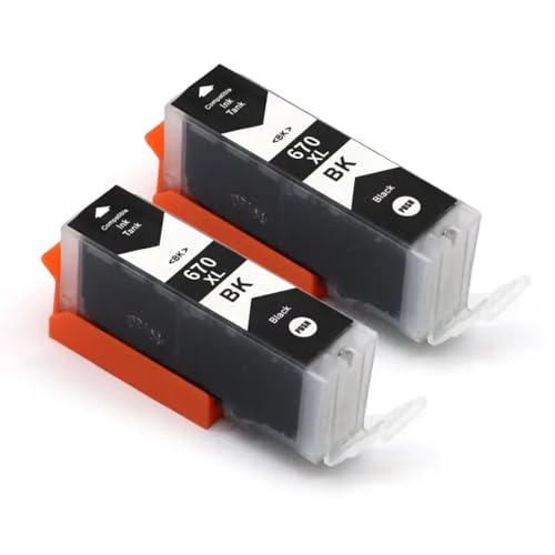 Cartouche PGI-670 PG Black pour imprimantes Canon MG5760 et MG6860 en lot de 2