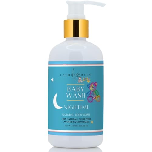 Lather Green Nighttime Baby Natural Body Wash, Perfect for Bedtime, Gentle for Newborn and Infants, 8 oz