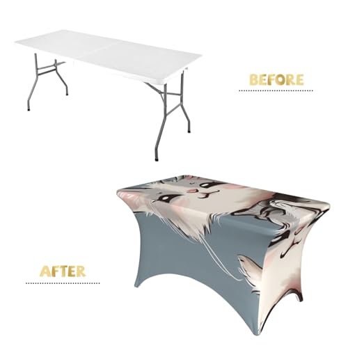 Nappe chat dessin animé 1,2 m lavable protège table élastique - 3