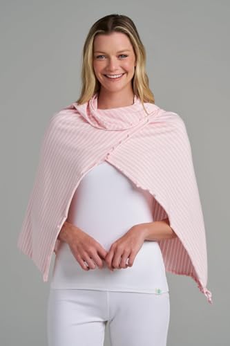 Image of Coolibar Women's Savannah Sun Blanket - UPF 50+ Sun Protection - Coco Plum in Soft Pink /White Stripe