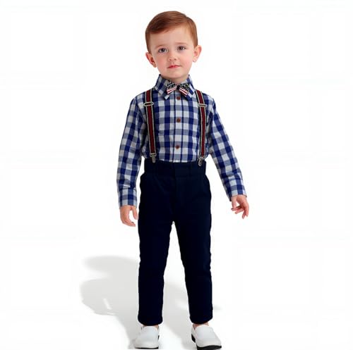 Image of Yilaku Baby Boy Clothes Toddler Dress Outfits Cotton Shirt + Jean Pants 2 Piece Boy Suit sets 1-7 Years