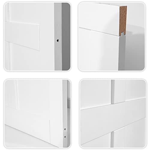CUAUC 32\" x 80\" Six Panel Real Primed Door Slab, DIY Panel Door, Modern Interior Barn Door, Pre-Drilled Ready to Assemble, Suitable for Pre-Hung Door and Barn Door