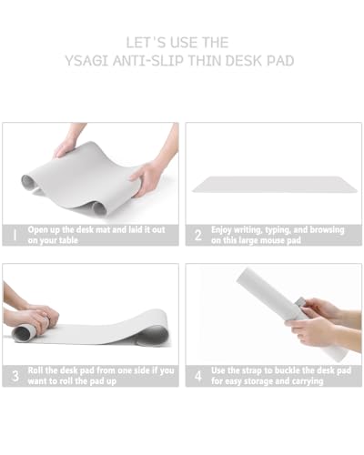 Image of YSAGi Non-Slip Desk Mat, Waterproof Large Mouse Pad 120x60 cm White | Protects From Scratches, Stains, Spills, Ultra-Thin for Precise Mouse & Writing, Easy-Clean for Office, Home, Decor