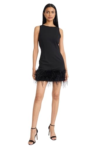 feather trim mini dress Amazon.com: Donna Morgan - Sleeveless Feather Trim Mini Dress - Bodycon  Cocktail Party Dresses