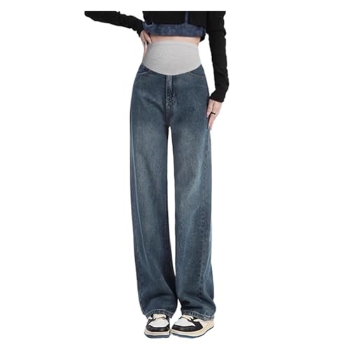 ZMCGNO Pantalones Vaqueros de Maternidad, Ropa de Maternidad for Embarazadas, Pantalones Anchos de Pierna, Pantalones de Soporte Abdominal, Ropa de Embarazo(Blue1,XL)