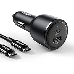 Cargador Mechero Ingles UGREEN 63W Cargador de Coche USB C, Cargador Mechero Coche PD 3.0 QC 3.0 PPS45W Compatible con iPhone 15,14 Plus Pro MAX, iPad Pro, Galaxy S23,S22,S21,A13, Pixel 7,6