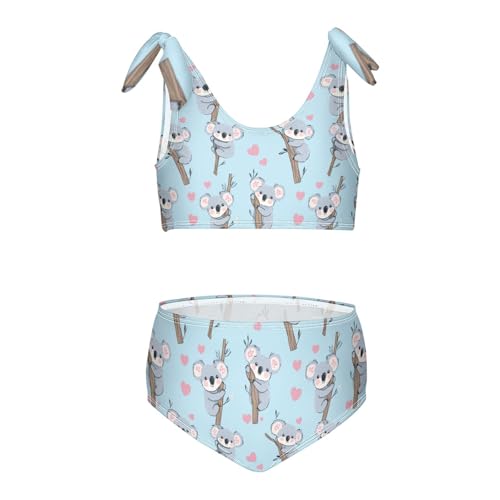 Image of Wusikd Pink Bows Girls Swimsuits Two Piece Hearts Ribbons Swimwear Bikini Set for for Girls Size 11-12T