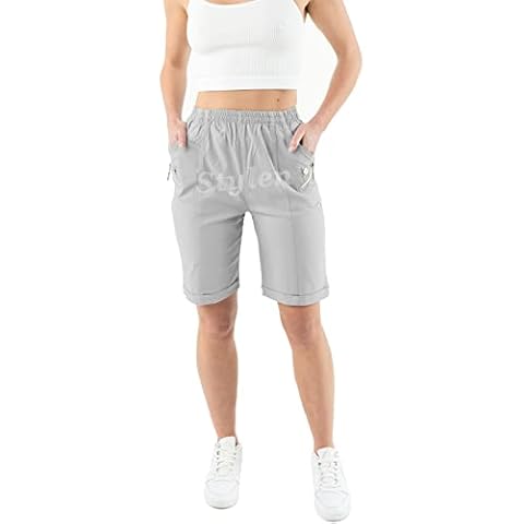 Shorts for Womens UK Pockets Lightweight Elasticated Holidays Easy Care Ladies Travelling Pull Cover