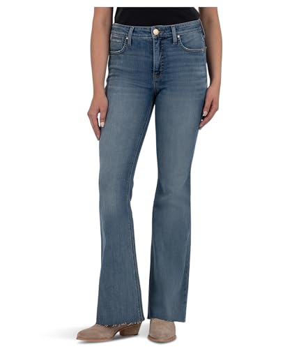 KUT from the Kloth Women's Stella High Rise Fab Ab Flare with Raw Hem