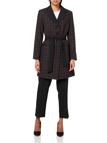 Women's Houndstooth Belted Trench & Pant, 2pc Set