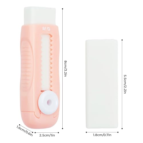 M&G 4 Pack Pencil Erasers Sliding Retractable Eraser, Soft Cute Erasers Push Pull Large Rubber Erasers for School Students Kids Office Home Supplies (Blue+Pink) - Thumbnail 5