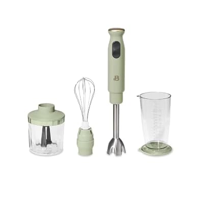 LUGBAR Beautiful 2-Speed Immersion Blender with Chopper & Measuring Cup Drew Barrymore (Sage Green)