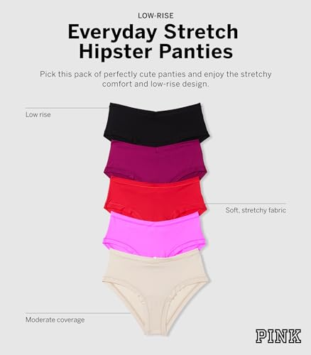 Victoria's Secret PINK Women's Cotton Stretch Hipster Underwear, Moderate Coverage, Panties for Women, Multi Pack (XS-XXL)4