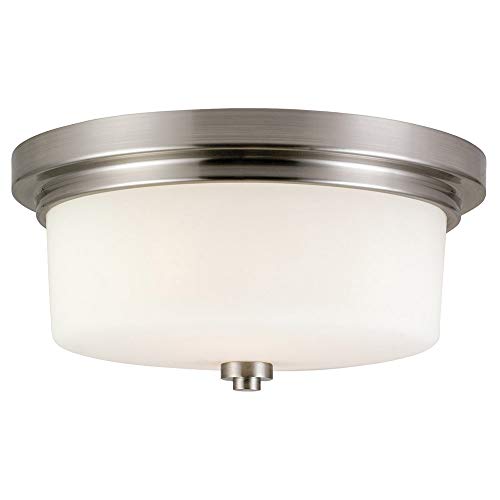 Design House 556654 Aubrey Transitional Indoor Light Dimmable Frosted Glass, 2-Light Ceiling Light, Satin Nickel