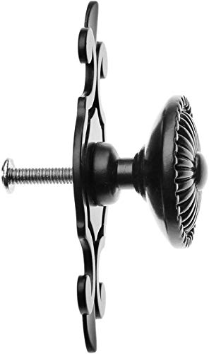 MUXSAM 10Pcs Pulls Handles Knobs for Drawer Door Kitchen,Cabinet Knobs Furniture Wardrobe Round Antique - Black - Image 2