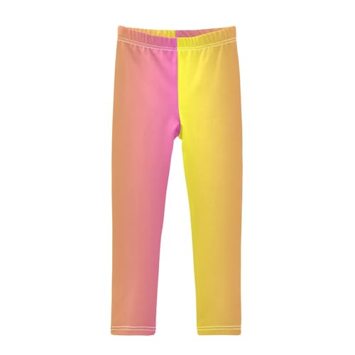 DOMIKING Yellow Pink Gradient Girl's Leggings Pants Kids' Yoga Pants Stretchy Athletic Leggings Bottoms 4 Years