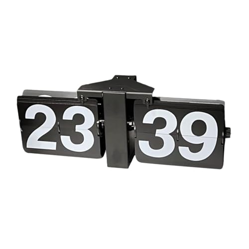 Sharplace Automatic Page Turning Clock Flip Down Clock Flip Clock Wall Mounted Classic Clock for Living Room Cafe Office Farmhouse Home, Black