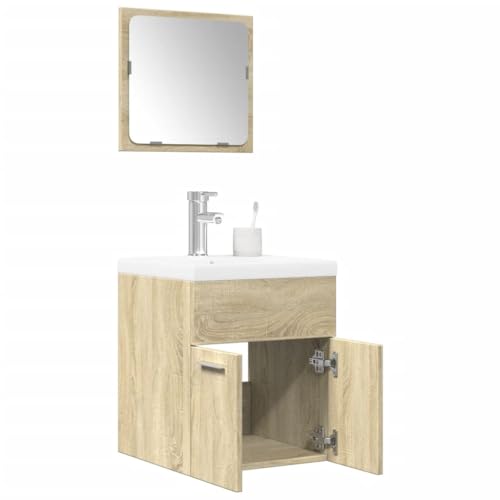 Juroupi Set de Muebles de baño 3 pzas Muebles para baño Conjunto Muebles de baño Muebles de baño Madera contrachapada Roble Sonoma - 3324986