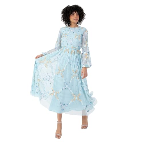 Robe femme Maya Deluxe élégante pour invitée de mariage chic avec manches bouffantes en tulle