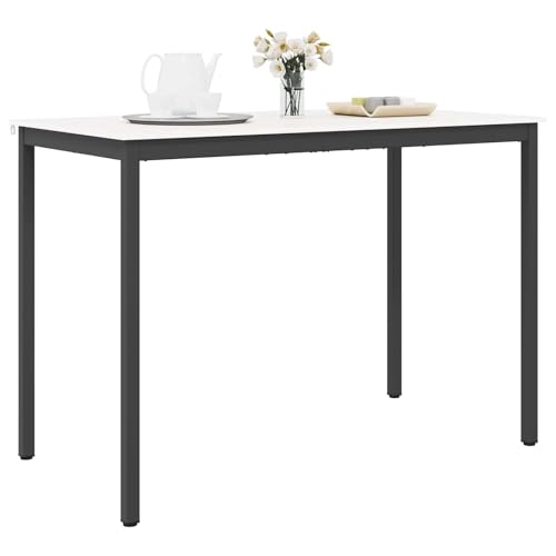 Table de bar blanche en pin massif 150x80x105 cm rectangulaire stable