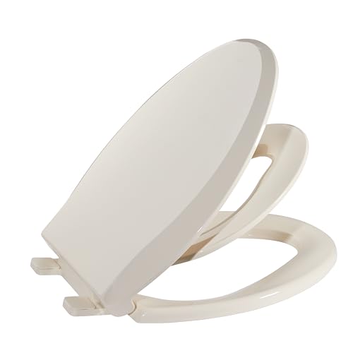 Toilet Seat, Elongated Toilet Seat with Toddler Seat Built in, Potty Training Toilet Seat Elongated Fits Both Adult and Child, with Slow Close and Magnets- Elongated Almond