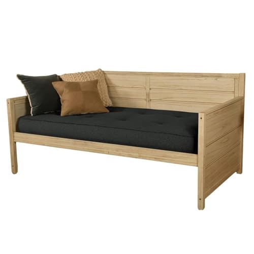 Kodiak Furniture Twin-Size Tufted Fabric Daybed Mattress in Canton Black-Frame