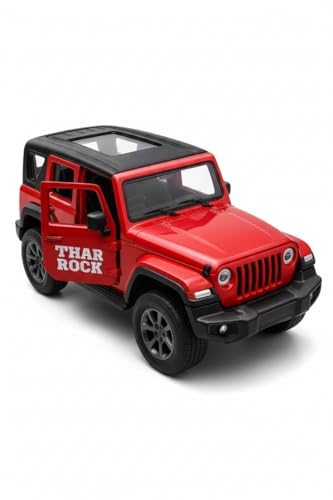 Image of Pull Back Thar Rock Jeep Toy Car for Kids | Metal Body SUV with Opening Doors, Lights & Sound | Off-Road Die-Cast Vehicle Toy for Boys & Girls