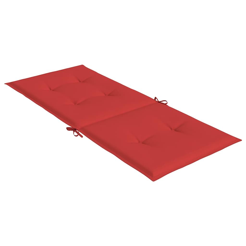 Gartenstuhlauflagen für Hochlehner 4er Set, Bequeme Auflagen für Gartenstühle, Stuhlkissen mit Bindebändern, 120x50x3 cm, Rot, weiche Schaumstoffpolsterung