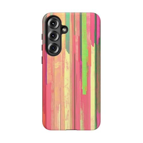 Coque Samsung S25 Plus rose art abstrait rayures verticales