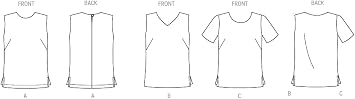 New Look Misses' Easy Tops Sewing Pattern Packet, Design Code V1772, Sizes 10-12-14-16-18-20-22