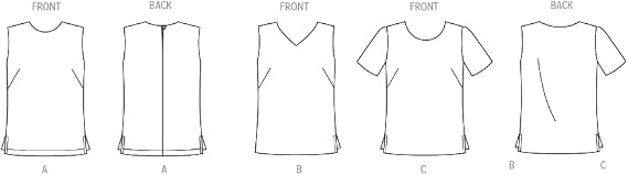 New Look Misses' Easy Tops Sewing Pattern Packet, Design Code V1772, Sizes 10-12-14-16-18-20-22