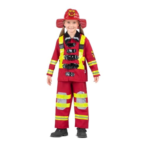 My Other Me   Disfraz infantil unisex de Bombero con chaqueta, pantalón y sombrero en rojo y amarillo talla 10 12 años. Perfecto para juegos de rol heroicos y emocionantes